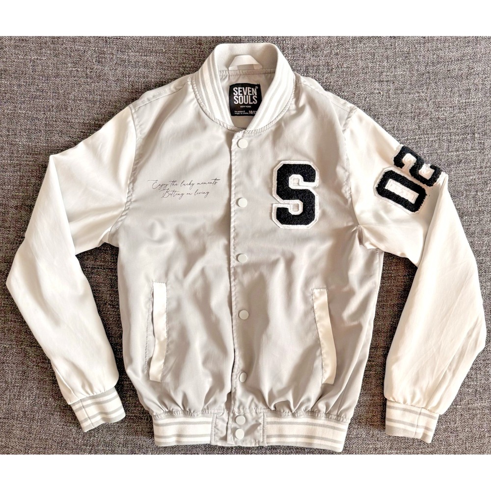 Seven Souls Varsity Jacket Kids 10/12 Teddy Bear Graphic No Days Off Streetwear